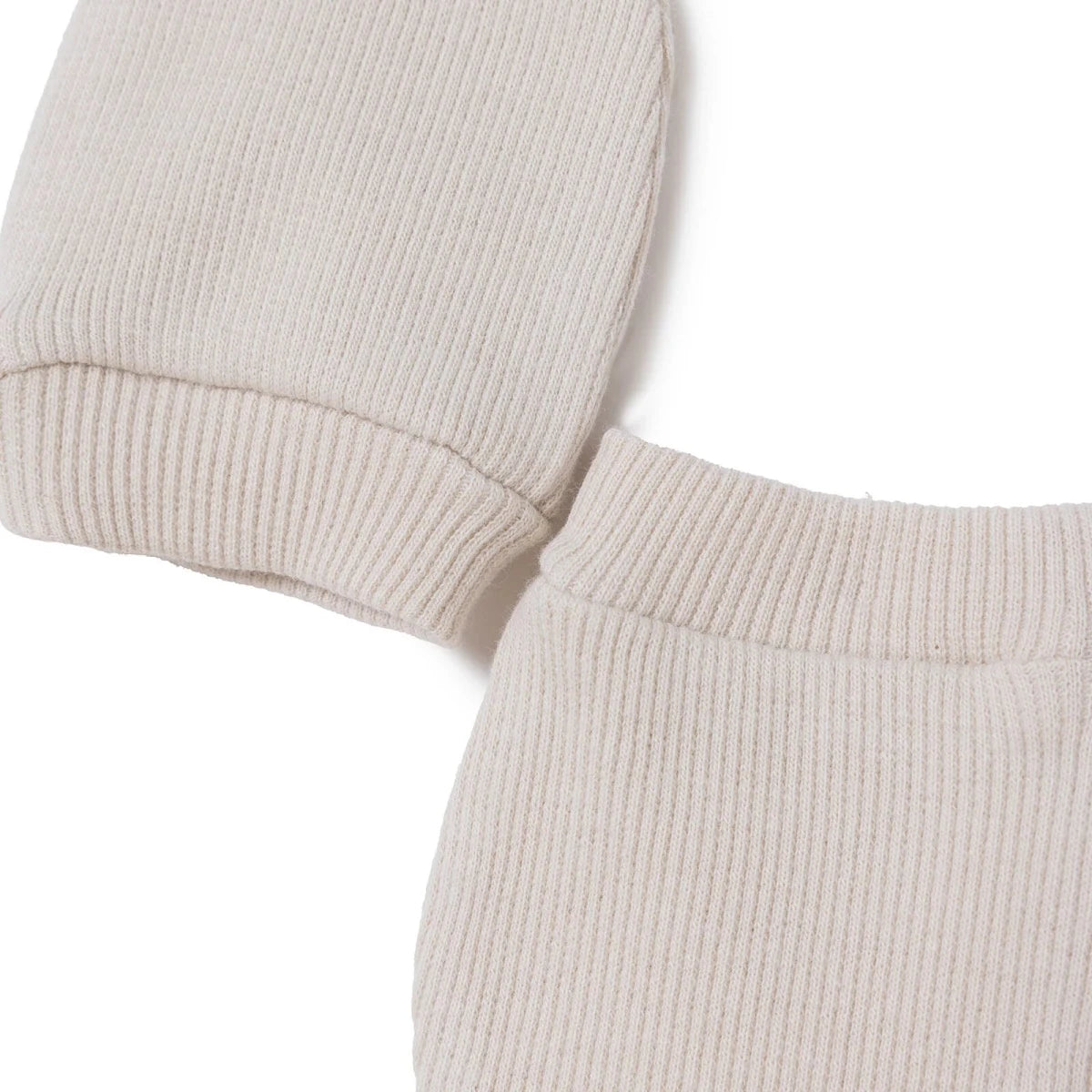 HelloBaby Ribbed Baby Scratch Mitts (Newborn) Beige - ebebek