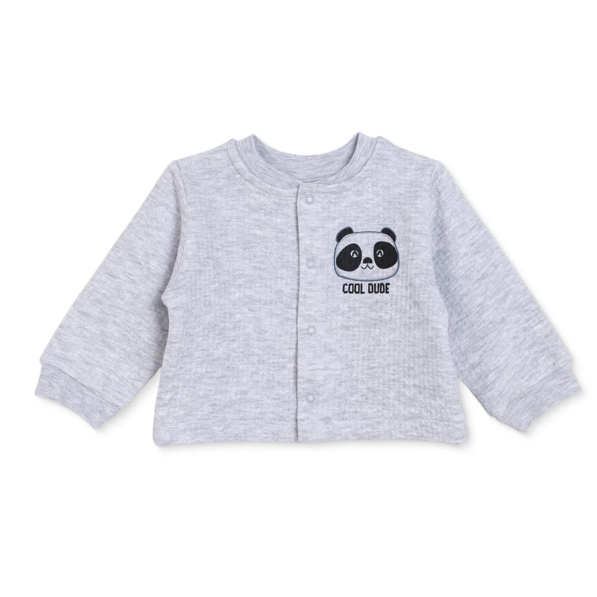 HelloBaby Animal Print Snap Fastening Quilted Baby Cardigan (1-3 Months to 2-3 Years) Grey Melange - ebebek