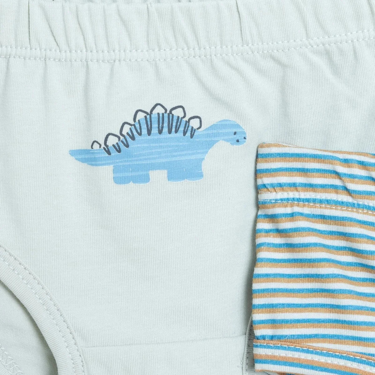 HelloBaby 3 Pack Striped Dinosaur Print Baby Briefs (12 Months to 4-5 Years) Petrol Printed - ebebek