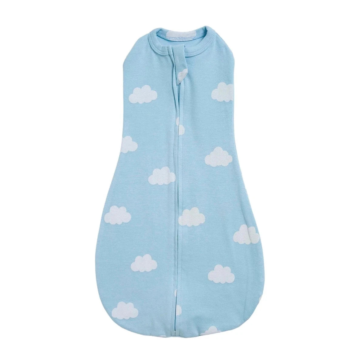 HelloBaby Sky Print Zip-Up Ribbed Baby Swaddle (Newborn) Blue - ebebek