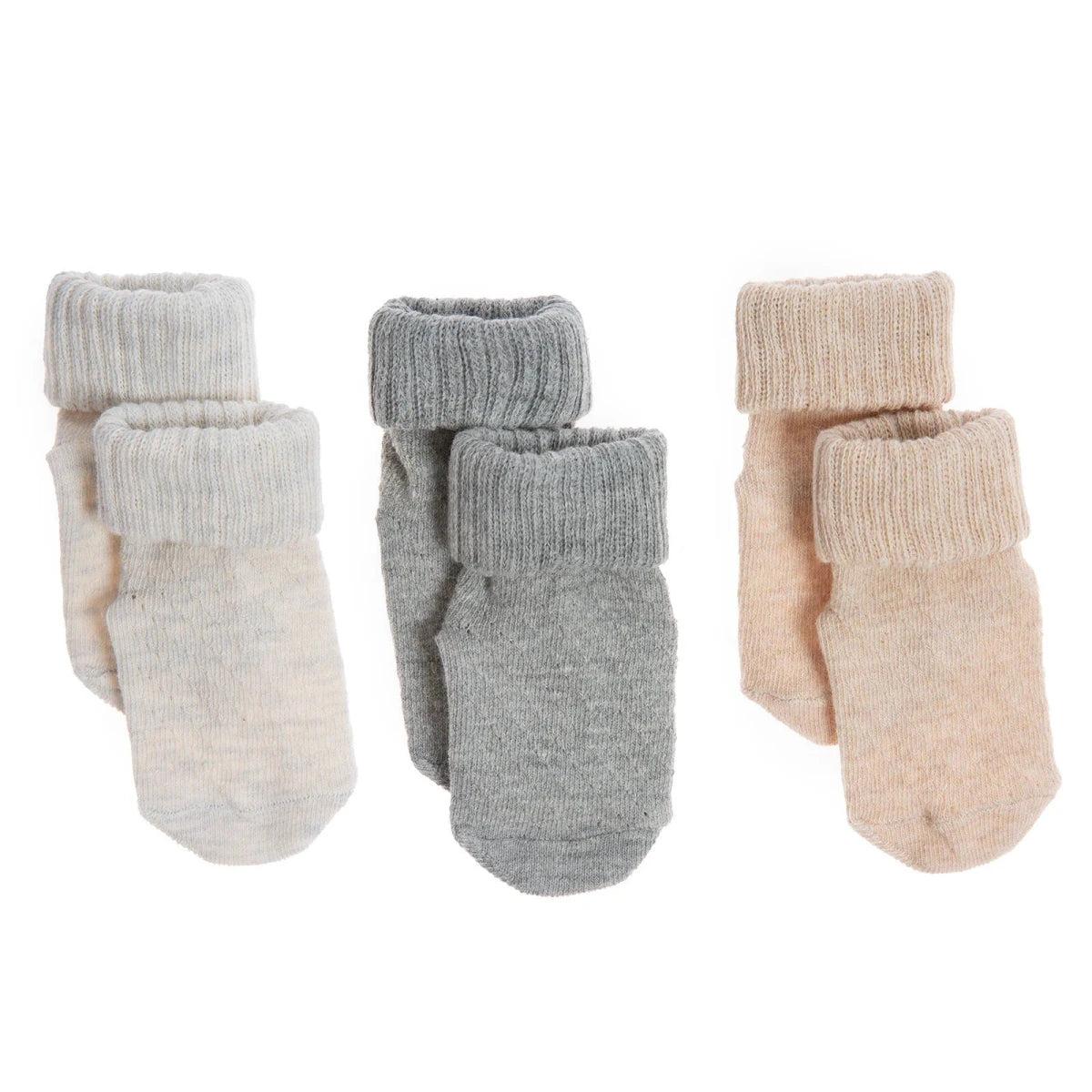 HelloBaby 3 Pack Roll-Top Baby Socks (Newborn to 12-24 Months) Grey Melange - ebebek