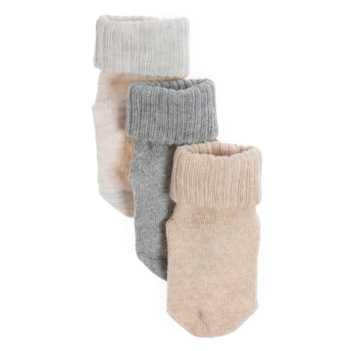 HelloBaby 3 Pack Roll-Top Baby Socks (Newborn to 12-24 Months) Grey Melange - ebebek