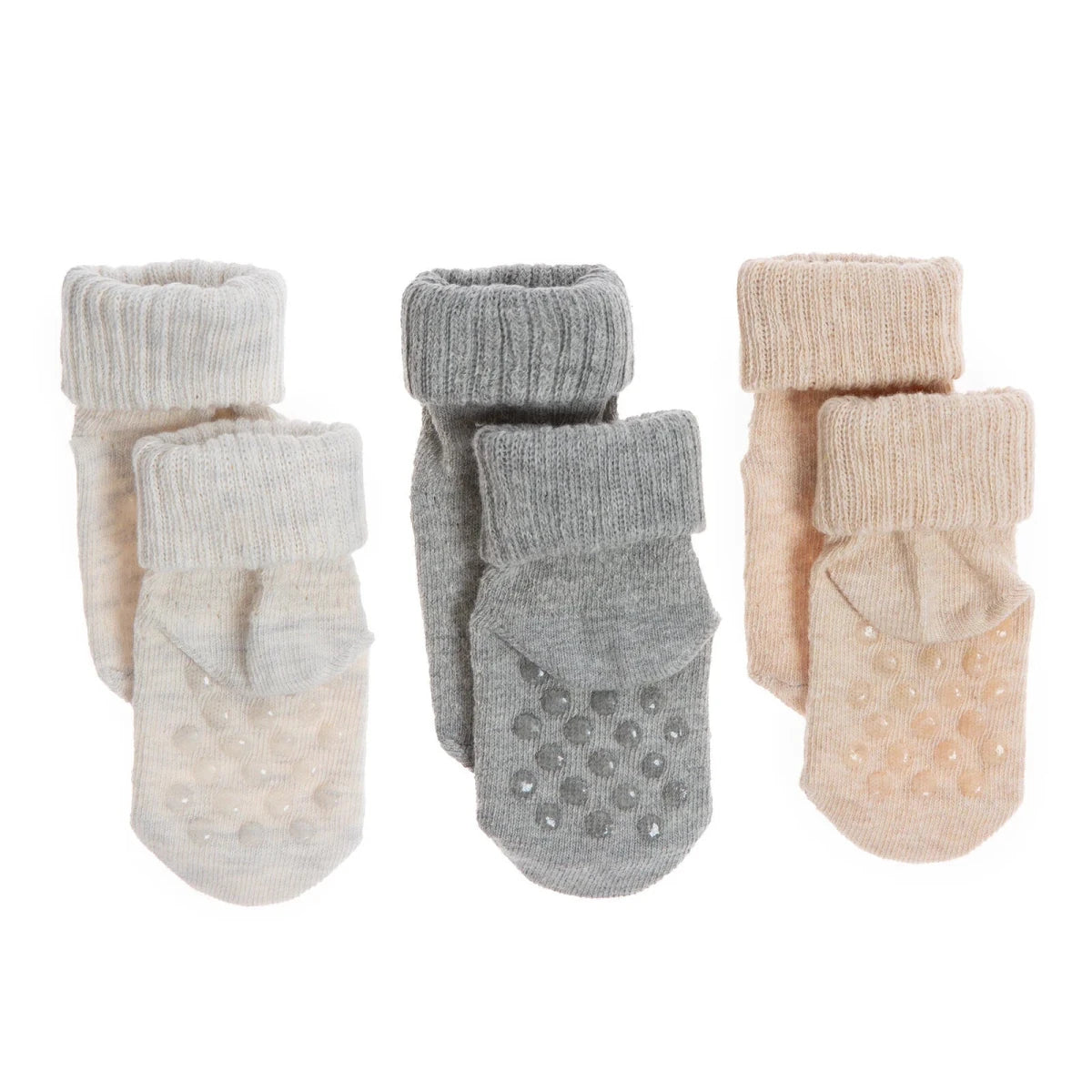 HelloBaby 3 Pack Roll-Top Baby Socks (Newborn to 12-24 Months) Grey Melange - ebebek