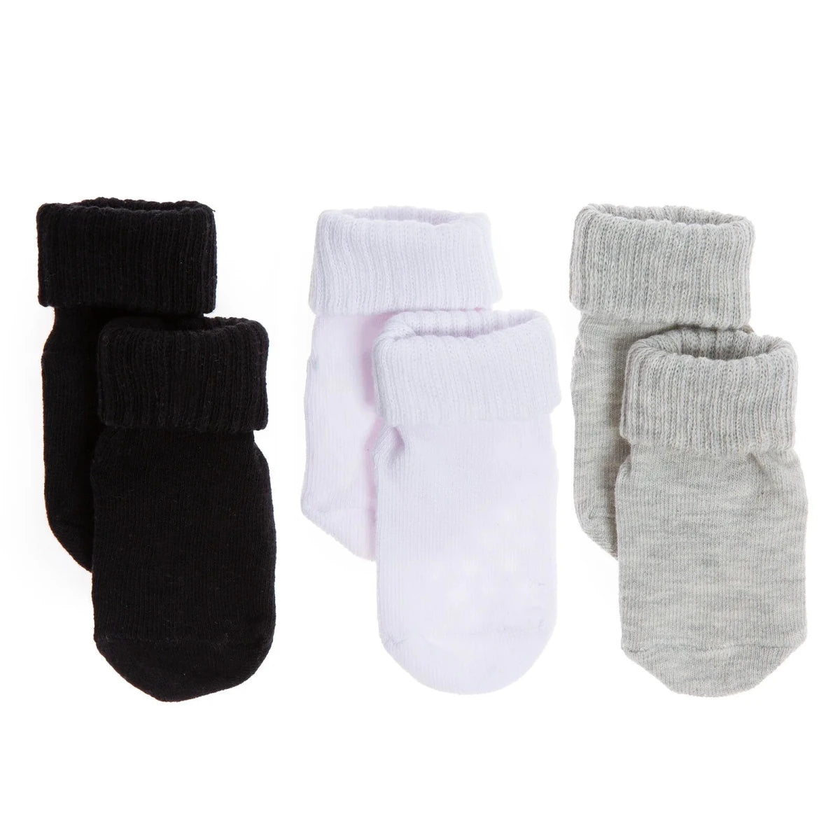 HelloBaby 3 Pack Roll-Top Baby Socks (Newborn to 12-24 Months) Black - ebebek
