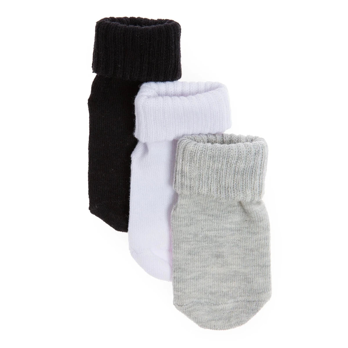 HelloBaby 3 Pack Roll-Top Baby Socks (Newborn to 12-24 Months) Black - ebebek