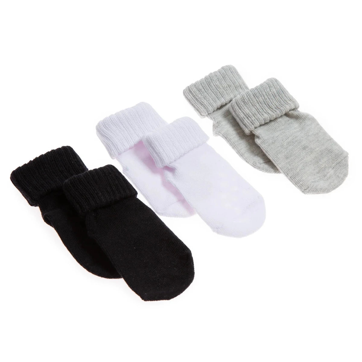 HelloBaby 3 Pack Roll-Top Baby Socks (Newborn to 12-24 Months) Black - ebebek