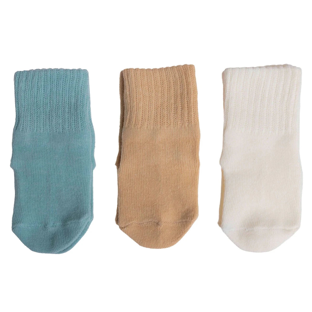 HelloBaby Abstract Print 3 Pack Roll-Top Baby Socks (Newborn to 12-24 Months) Ecru - ebebek