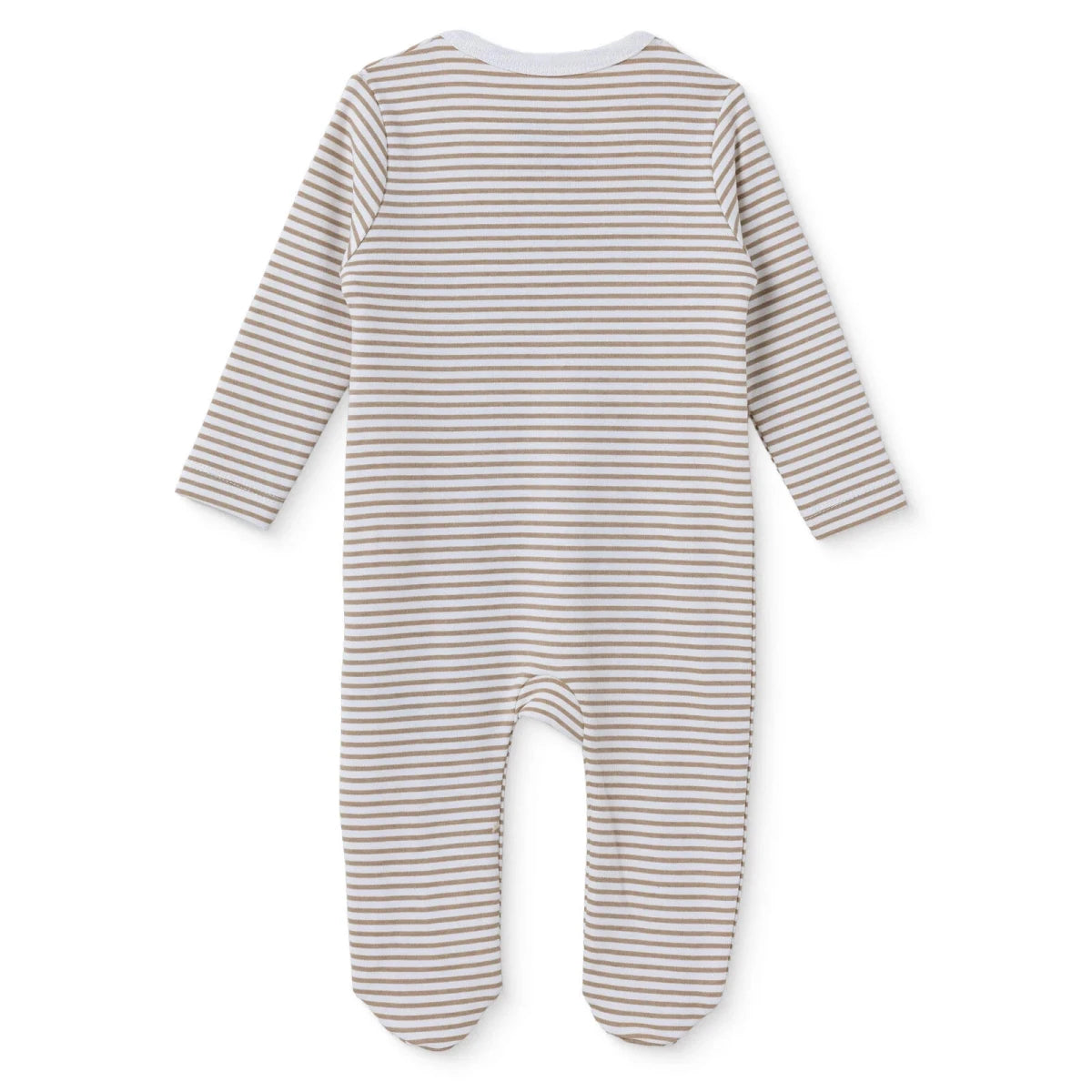 HelloBaby Striped Long Sleeve Baby Sleepsuit with Feet (Newborn to 6-9 Months) Beige - ebebek