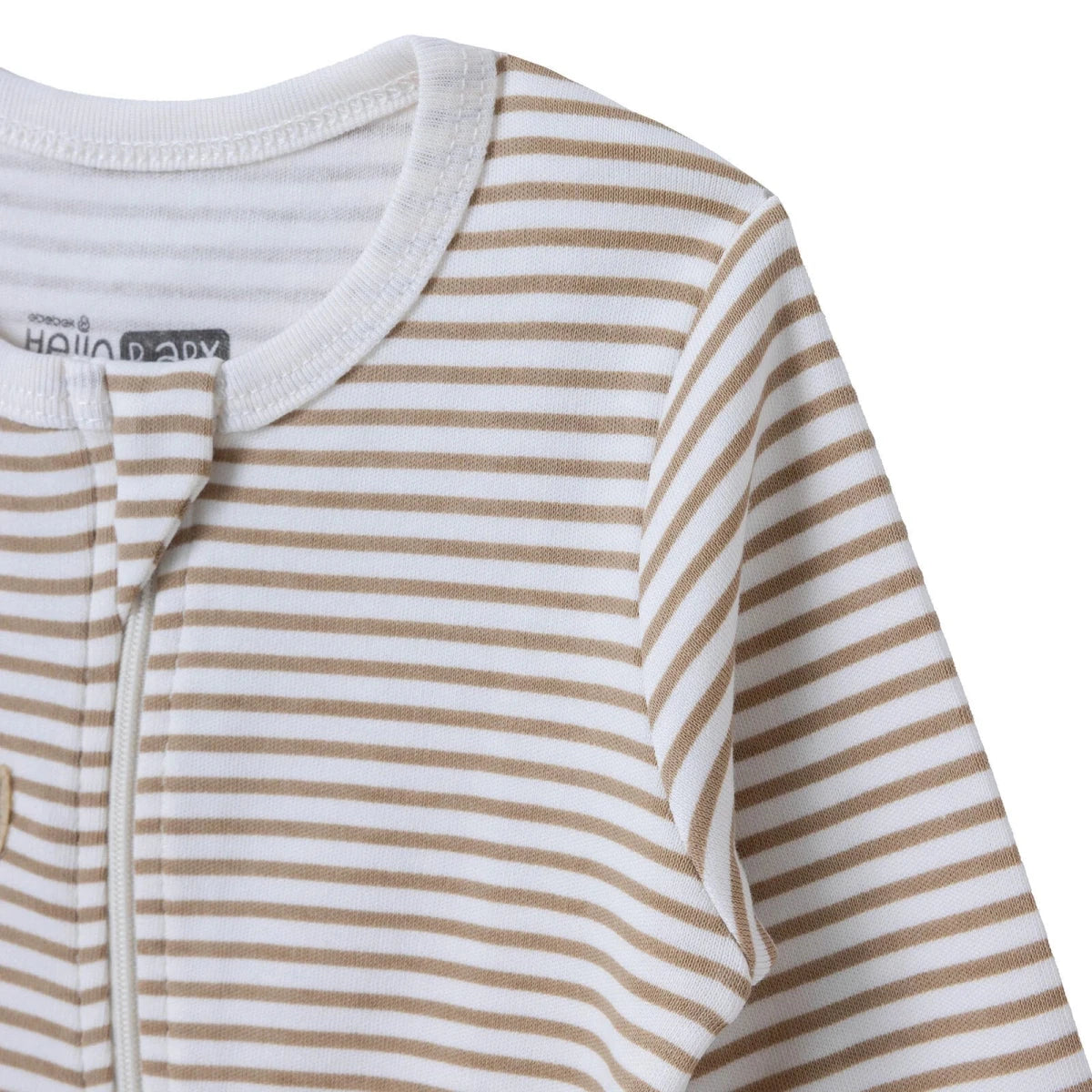 HelloBaby Striped Long Sleeve Baby Sleepsuit with Feet (Newborn to 6-9 Months) Beige - ebebek