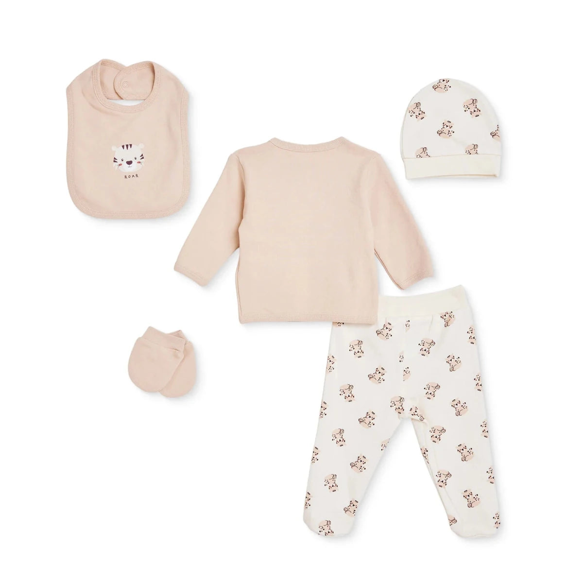 HelloBaby 5 Piece Lion Print Baby Hospital Bag Set (Newborn) Ecru - ebebek