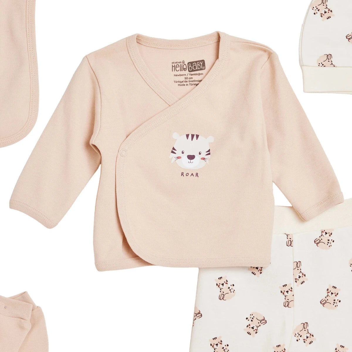 HelloBaby 5 Piece Lion Print Baby Hospital Bag Set (Newborn) Ecru - ebebek