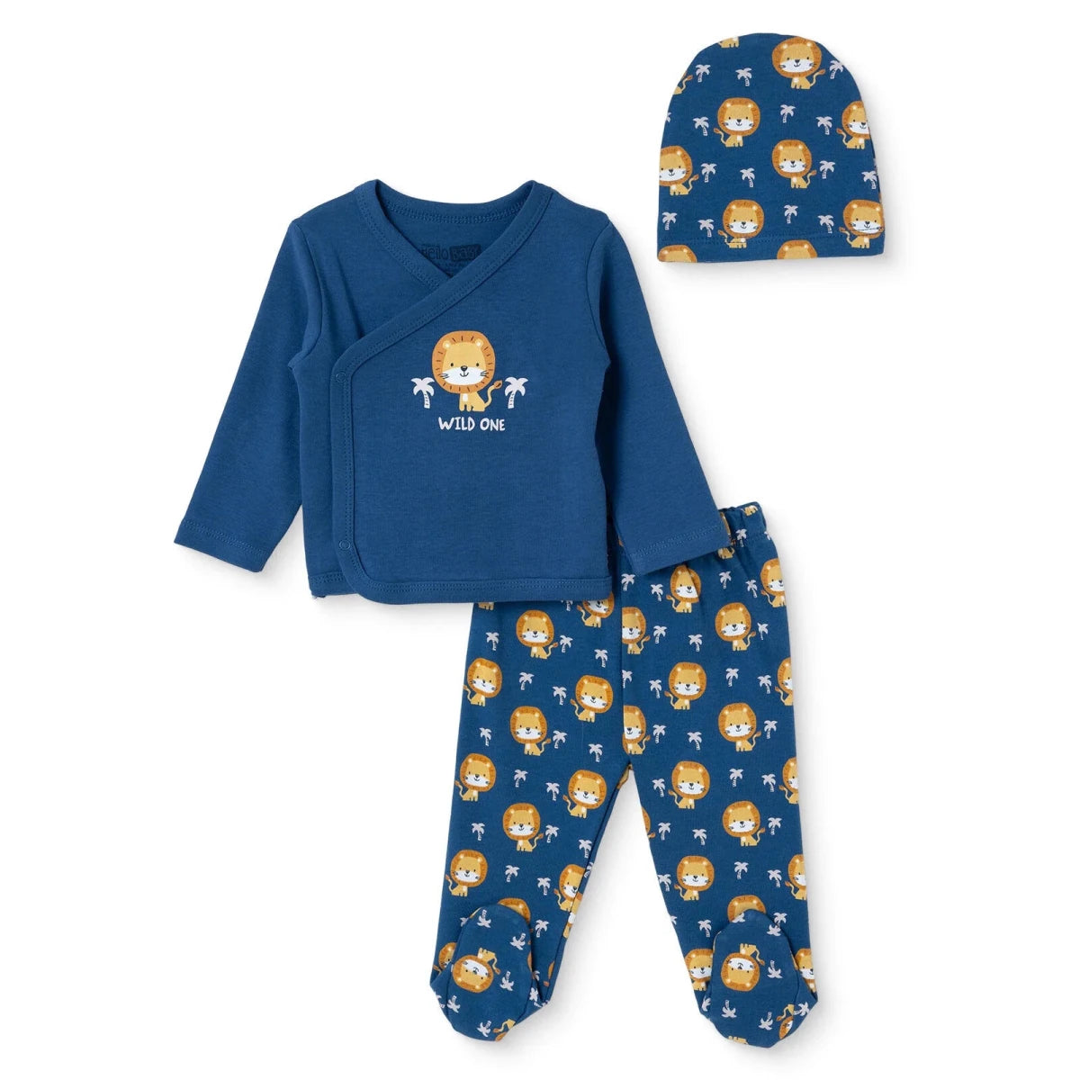 HelloBaby Vehicle Print Baby Hat, Vest & Bottoms Set (Newborn to 3-6 Months) Navy Blue - ebebek