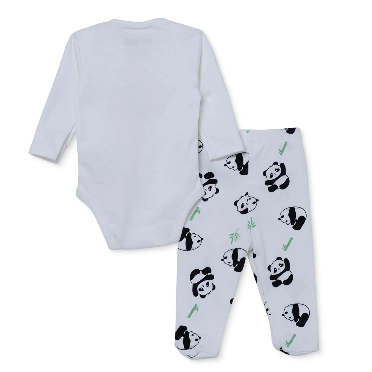 HelloBaby Panda Print Baby Bodysuit, Hat & Bottoms Set (Newborn to 6-9 Months) Ecru - ebebek