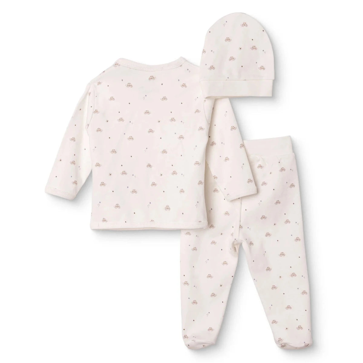 HelloBaby Turtle Print Baby Hat, Vest & Bottoms Set (Newborn to 3-6 Months) Ecru - ebebek