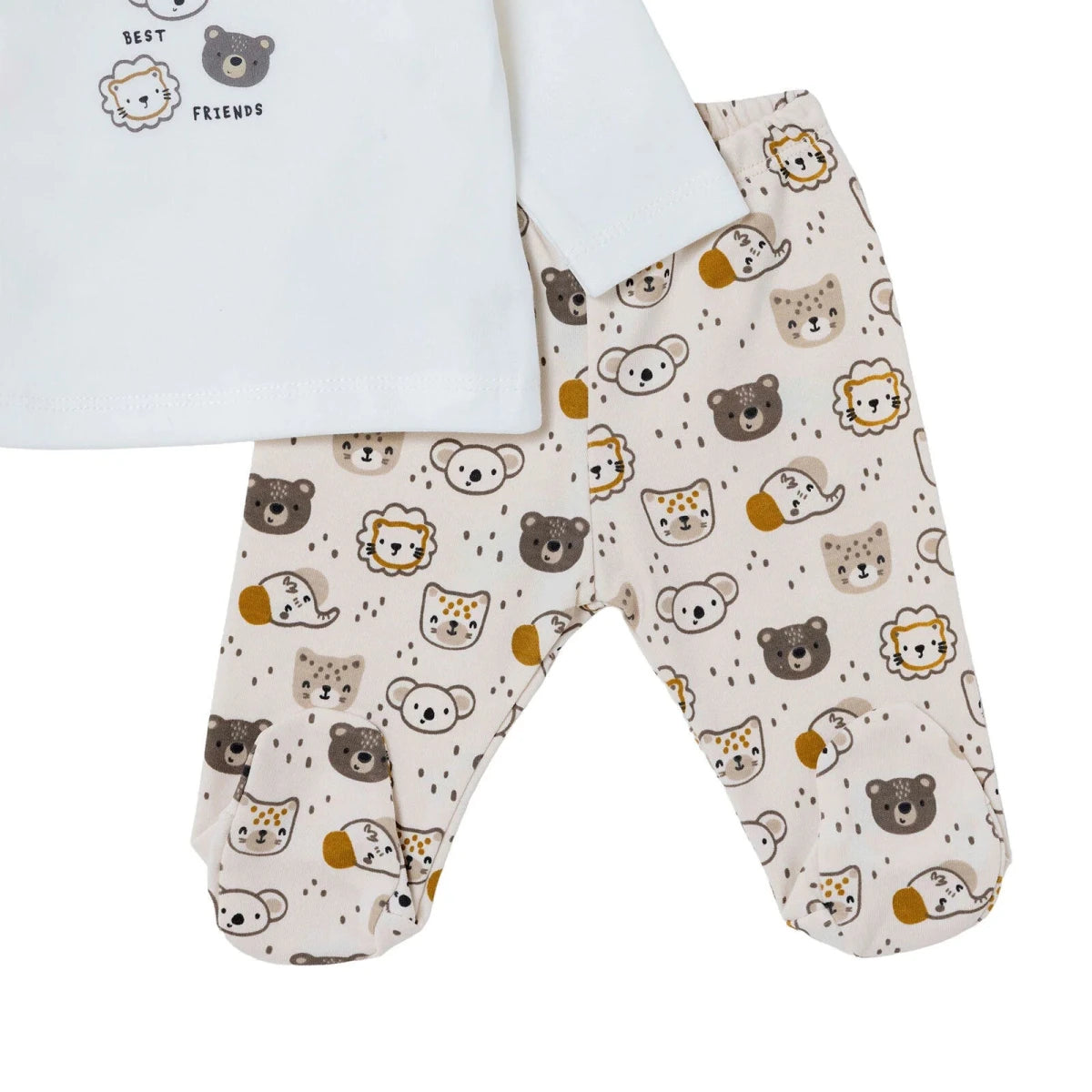 HelloBaby 5 Piece Crew Neck Animal Print Boxed Baby Hospital Bag Set (Newborn) Ecru - ebebek