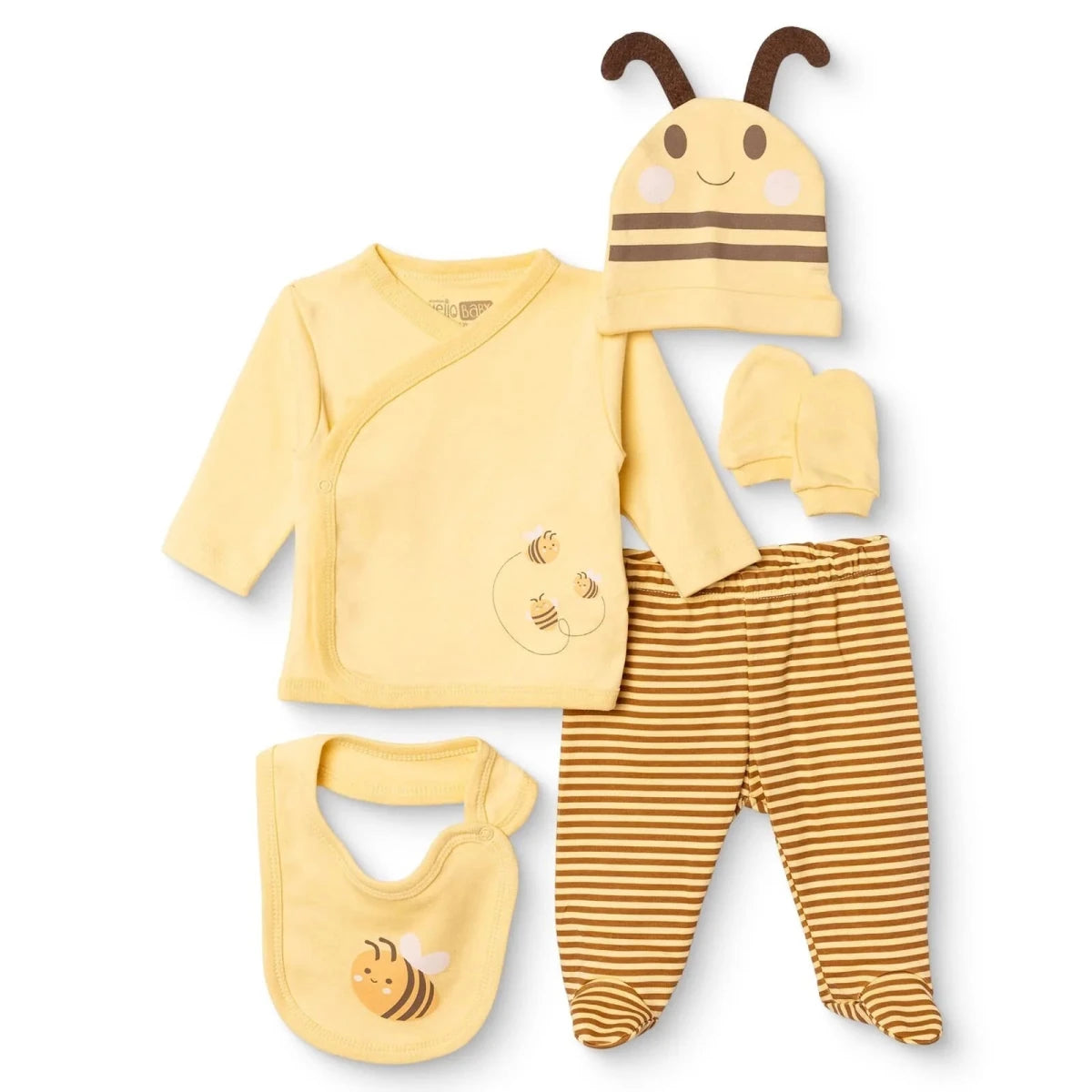 HelloBaby 5 Piece Animal Print Baby Hospital Bag Set (Newborn) Yellow - ebebek