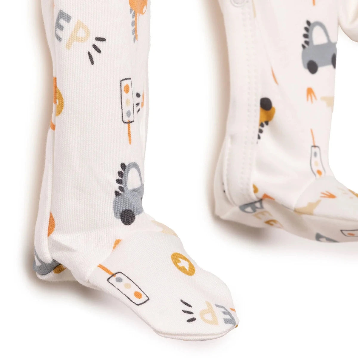 HelloBaby Car Print Baby Bodysuit, Hat & Sleepsuit Set (Newborn to 3-6 Months) Ecru - ebebek