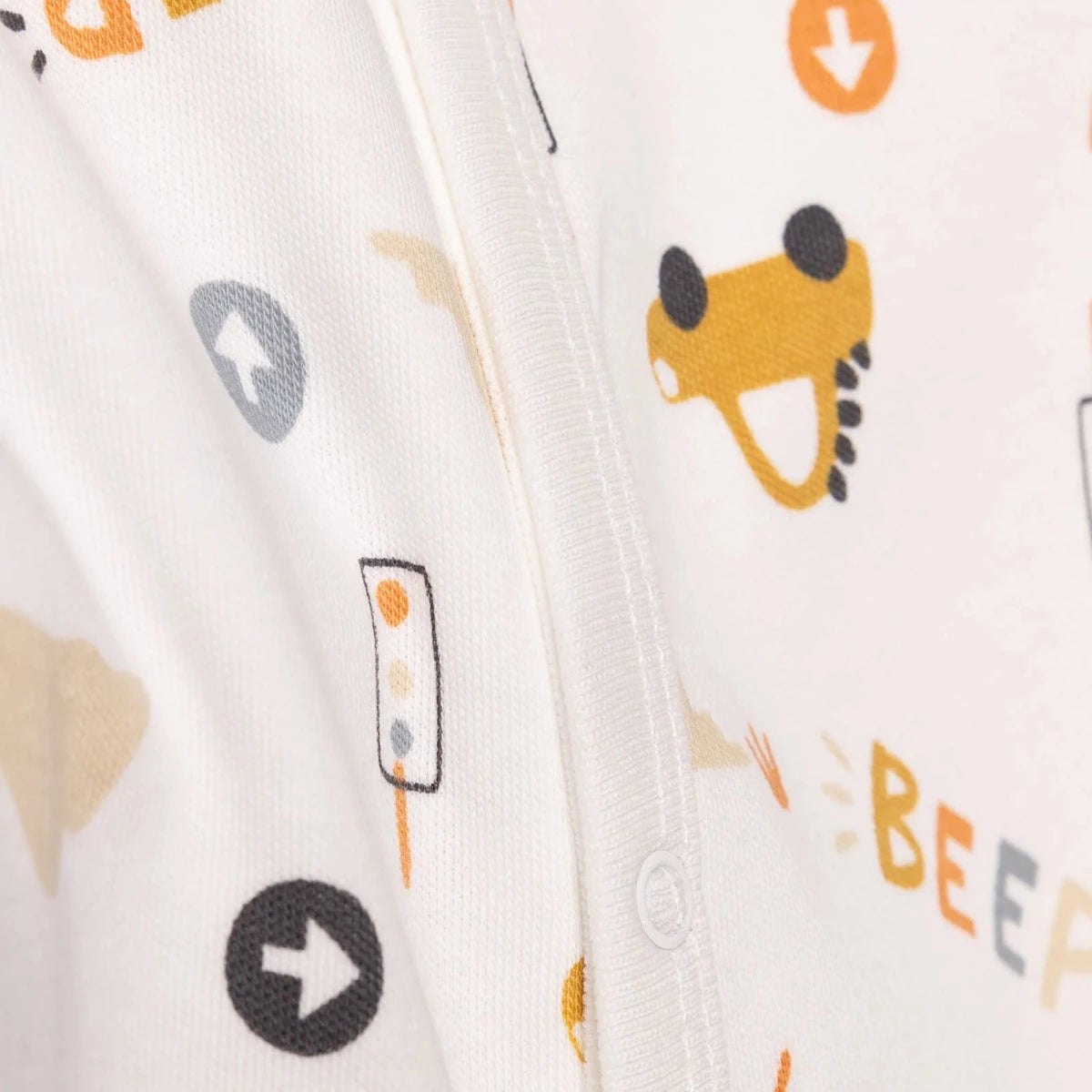HelloBaby Car Print Baby Bodysuit, Hat & Sleepsuit Set (Newborn to 3-6 Months) Ecru - ebebek