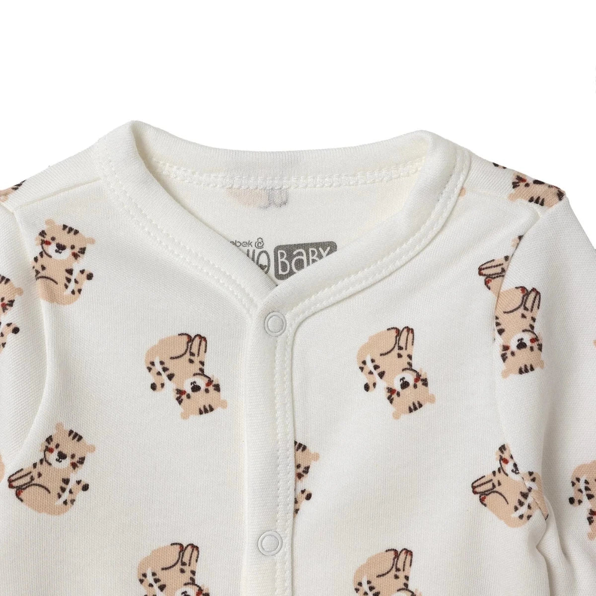HelloBaby "Roar" Slogan Baby Bodysuit, Hat & Sleepsuit Set (Newborn to 3-6 Months) Ecru - ebebek