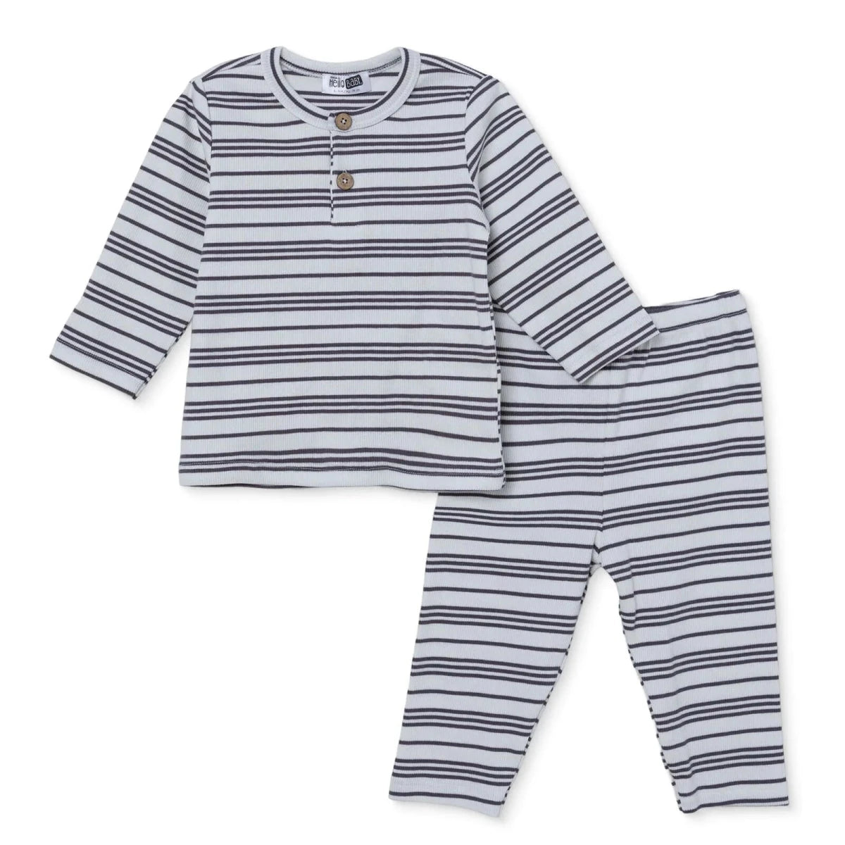 HelloBaby Striped Baby Sweatshirt & Leggings Set (1-3 Months to 12 Months) Ecru Printed - ebebek