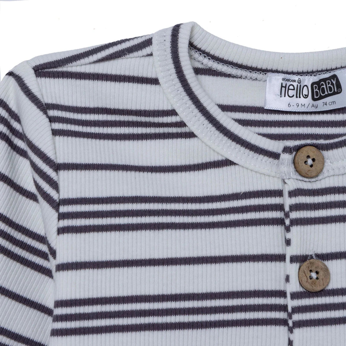 HelloBaby Striped Baby Sweatshirt & Leggings Set (1-3 Months to 12 Months) Ecru Printed - ebebek