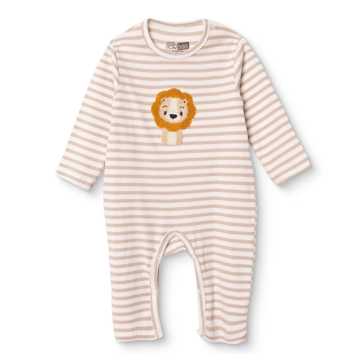 HelloBaby Lion Print Footless Baby Sleepsuit (Newborn to 6-9 Months) Beige - ebebek
