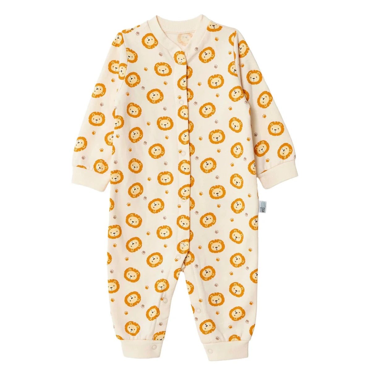 HelloBaby Lion Print Long Sleeve Footless Baby Sleepsuit (Newborn to 6-9 Months) Ecru - ebebek