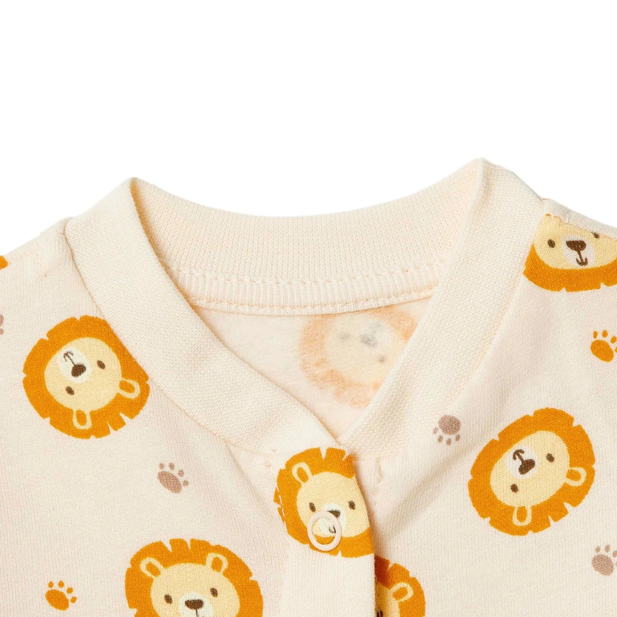HelloBaby Lion Print Long Sleeve Footless Baby Sleepsuit (Newborn to 6-9 Months) Ecru - ebebek