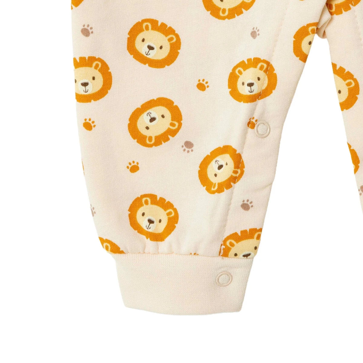 HelloBaby Lion Print Long Sleeve Footless Baby Sleepsuit (Newborn to 6-9 Months) Ecru - ebebek