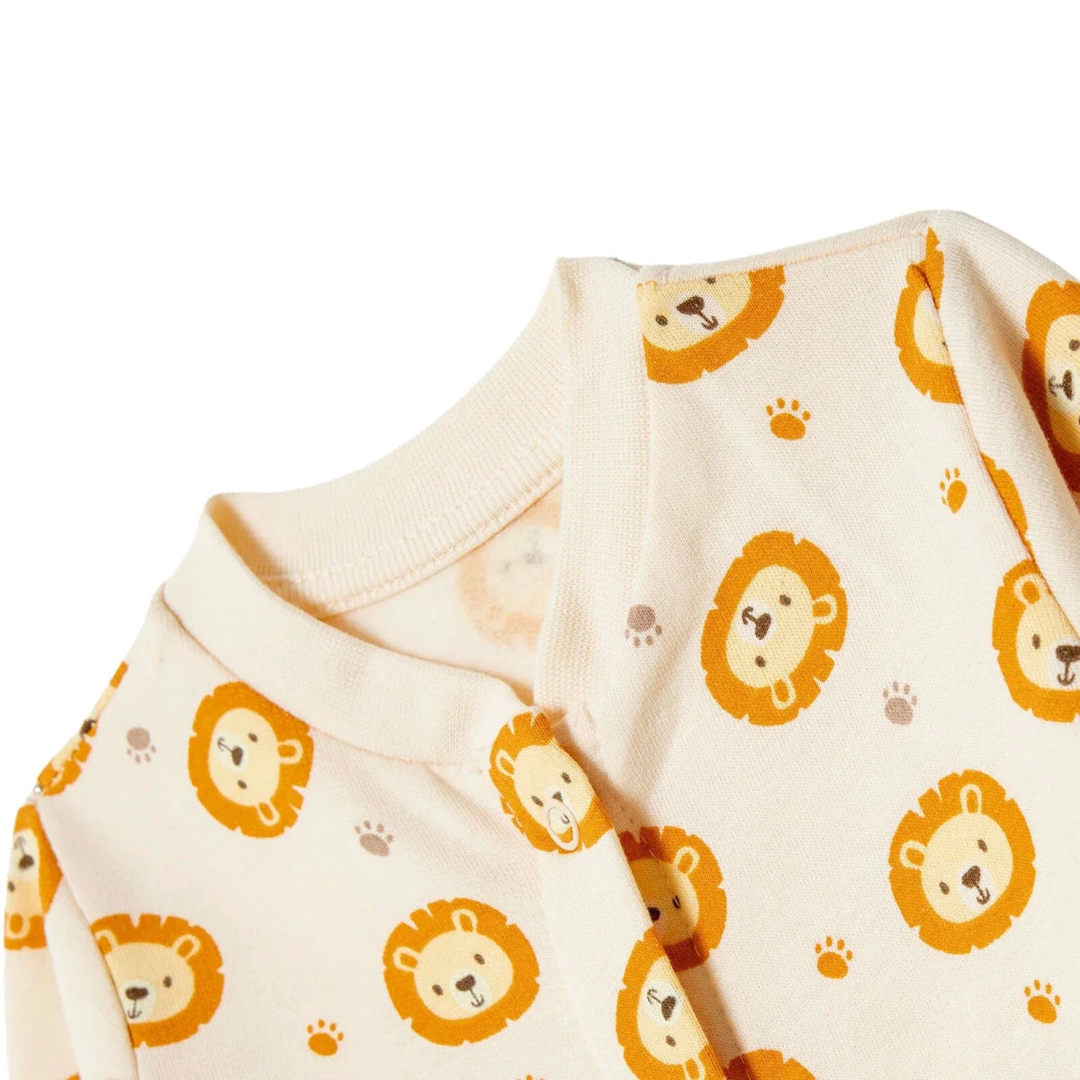 HelloBaby Lion Print Long Sleeve Footless Baby Sleepsuit (Newborn to 6-9 Months) Ecru - ebebek