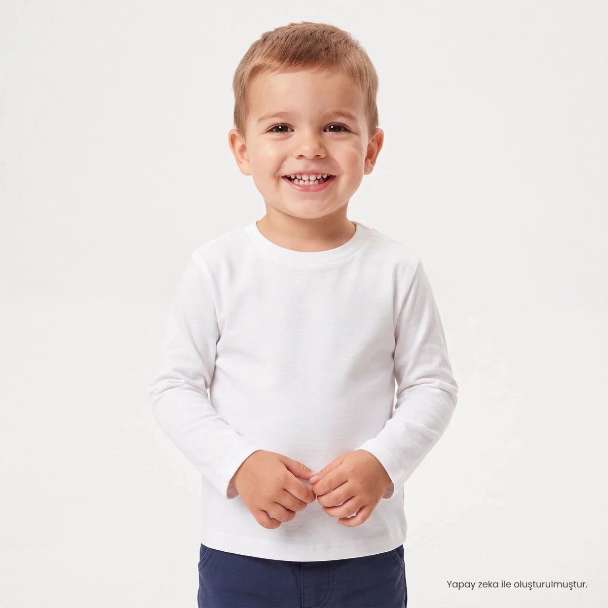 HelloBaby Long Sleeve Interlock Baby T-Shirt (3-6 Months to 2-3 Years) White - ebebek