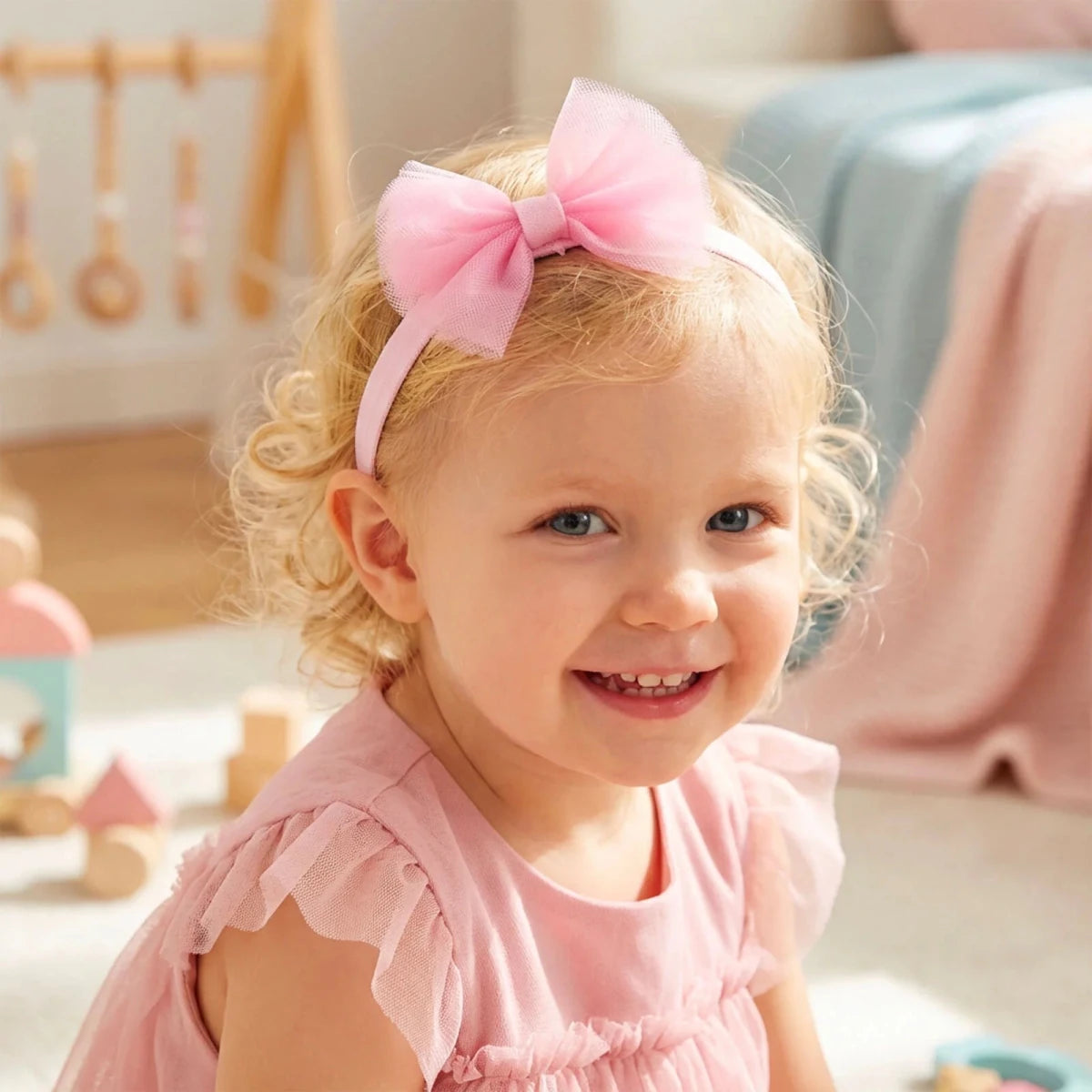 HelloBaby Tulle Baby Headband (One Size) Pink - ebebek