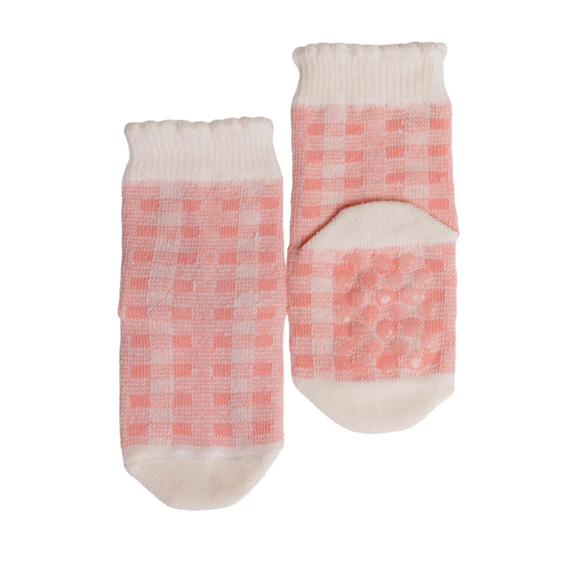 HelloBaby Check Print 3 Pack Non-Slip Baby Socks (Newborn to 3-4 Years) Pink - ebebek