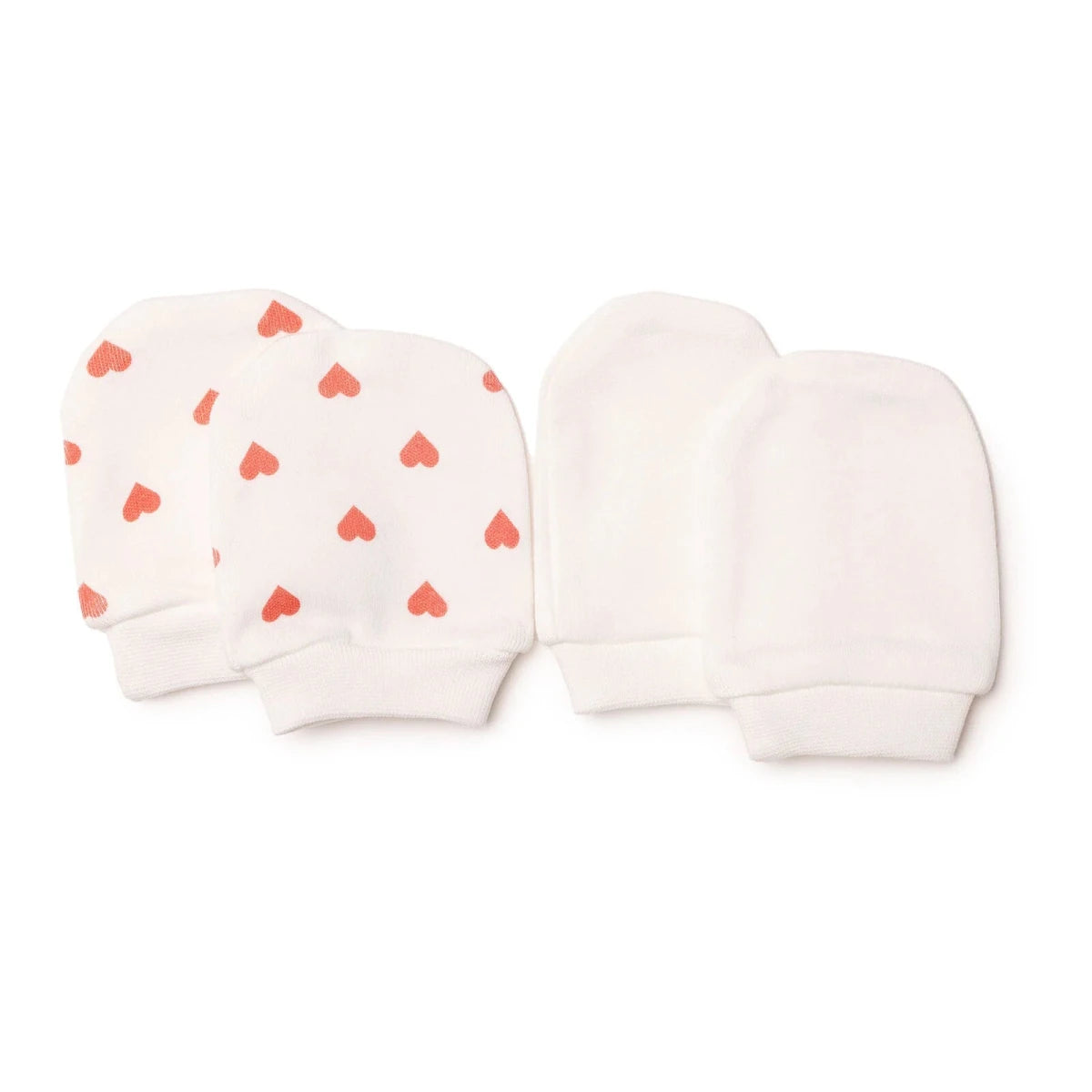 HelloBaby Heart Print Baby Scratch Mitts (Newborn) Ecru Printed - ebebek