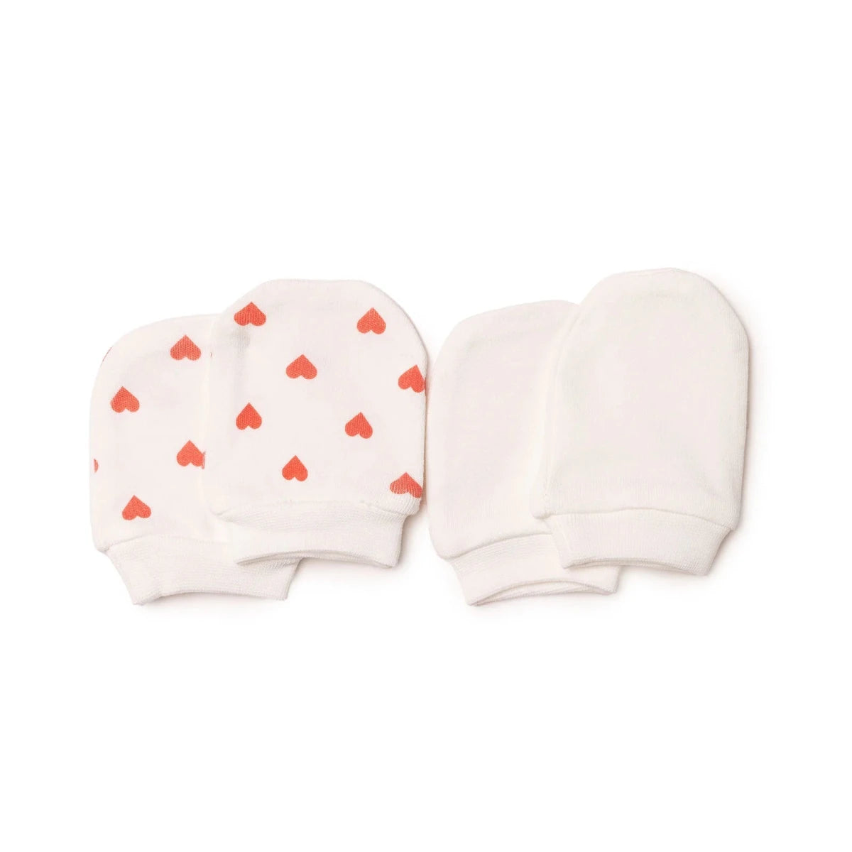 HelloBaby Heart Print Baby Scratch Mitts (Newborn) Ecru Printed - ebebek