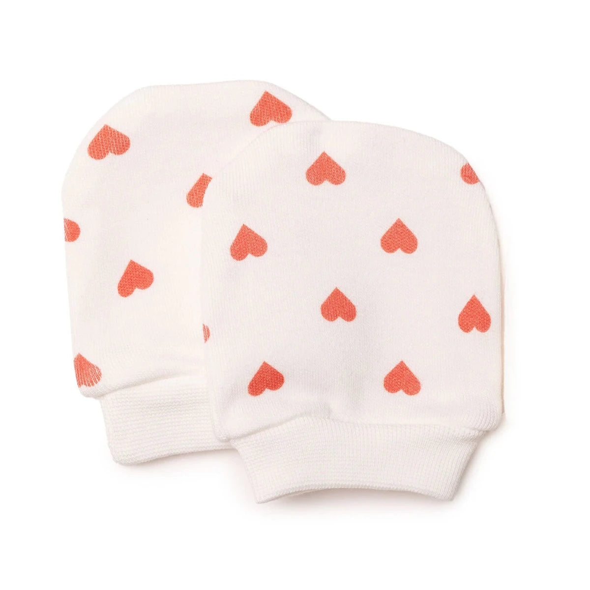 HelloBaby Heart Print Baby Scratch Mitts (Newborn) Ecru Printed - ebebek