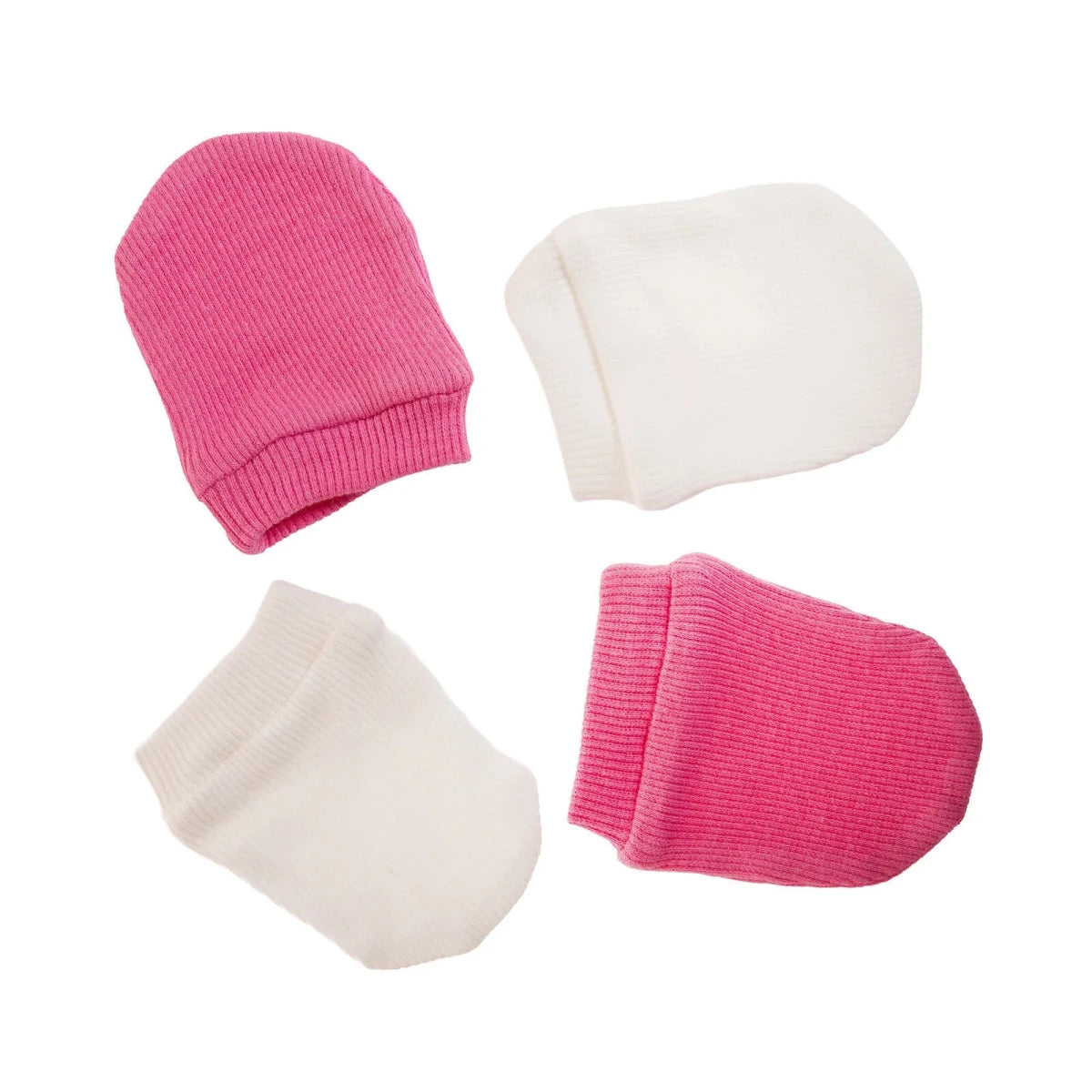 HelloBaby Ribbed Cuff Interlock Baby Scratch Mitts (Newborn) Pink - ebebek