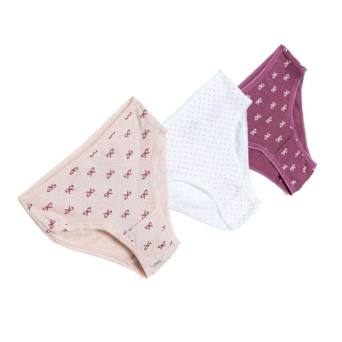 HelloBaby 3 Pack Bow Print Baby Briefs (12 Months to 4-5 Years) Ecru Printed - ebebek