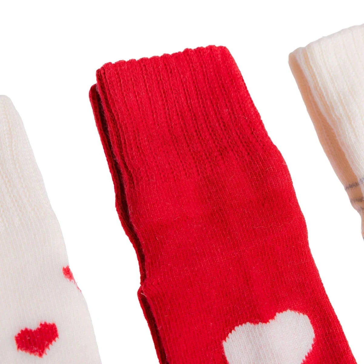 HelloBaby Heart Print 3 Pack Roll-Top Baby Socks (Newborn to 12-24 Months) Red - ebebek