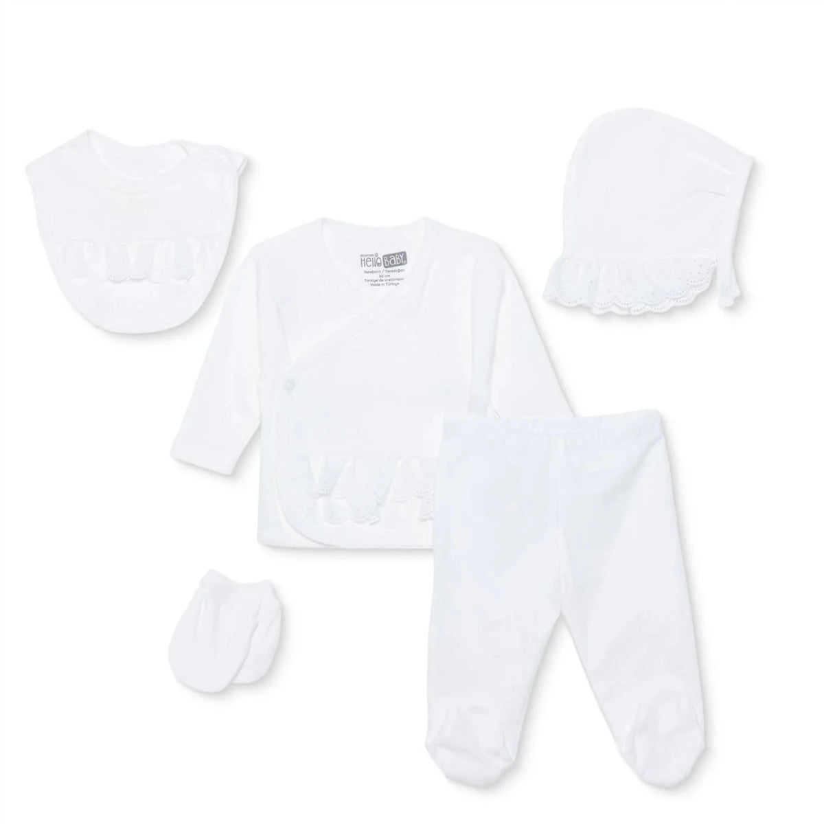 HelloBaby 5 Piece Ceremony Baby Outfit Set (Newborn) Ecru - ebebek