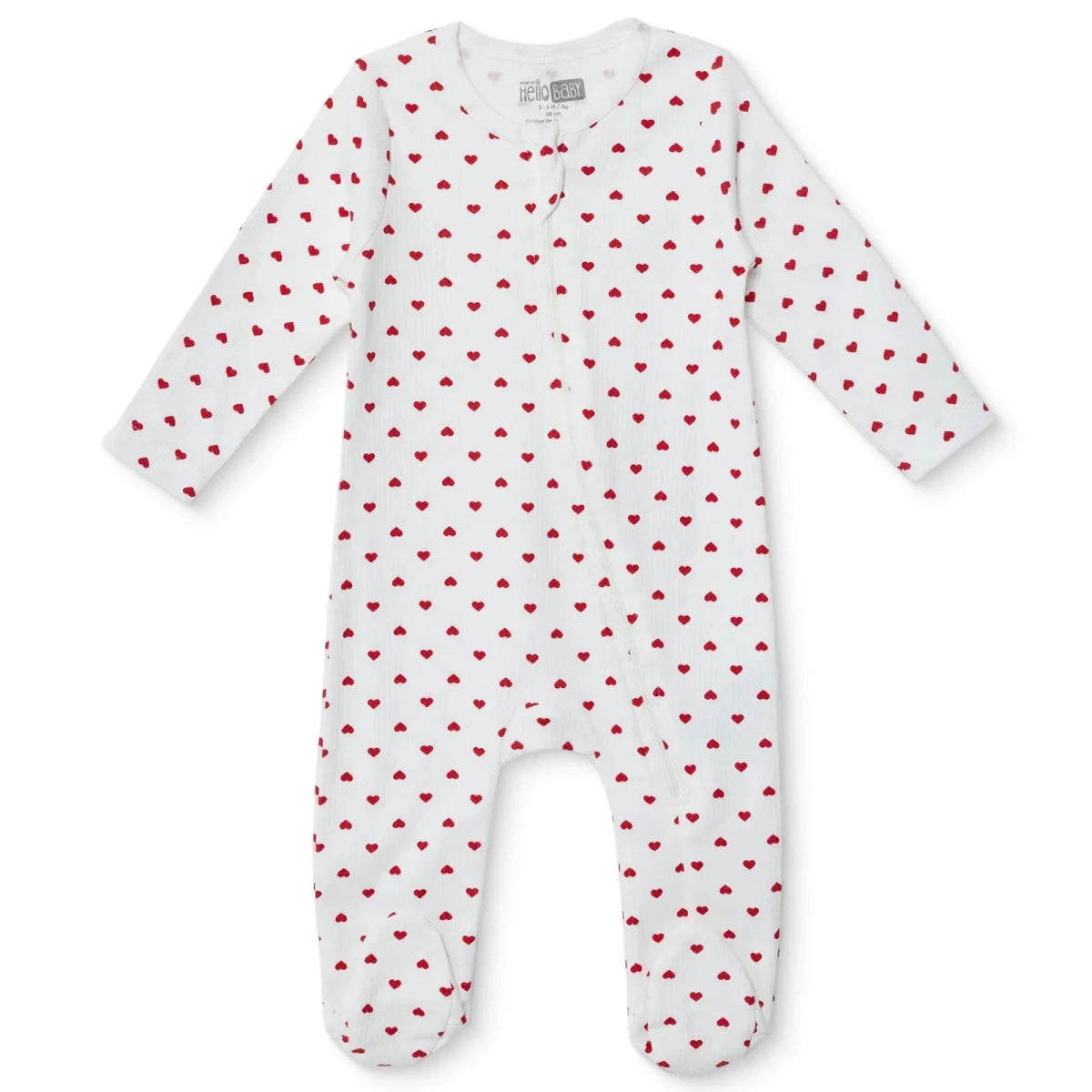 HelloBaby Polka Dot Long Sleeve Baby Sleepsuit with Feet (Newborn to 6-9 Months) Ecru Printed - ebebek