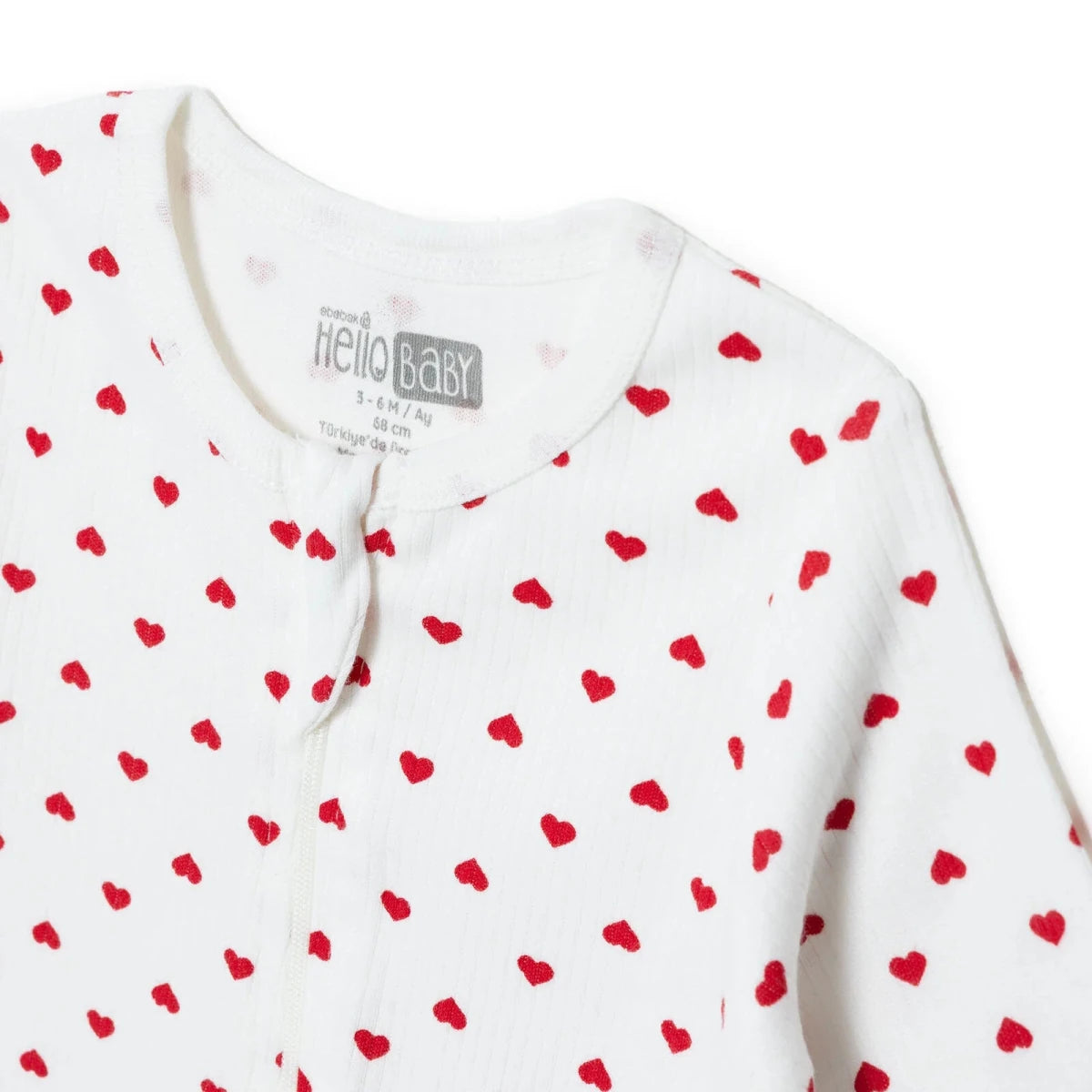 HelloBaby Polka Dot Long Sleeve Baby Sleepsuit with Feet (Newborn to 6-9 Months) Ecru Printed - ebebek