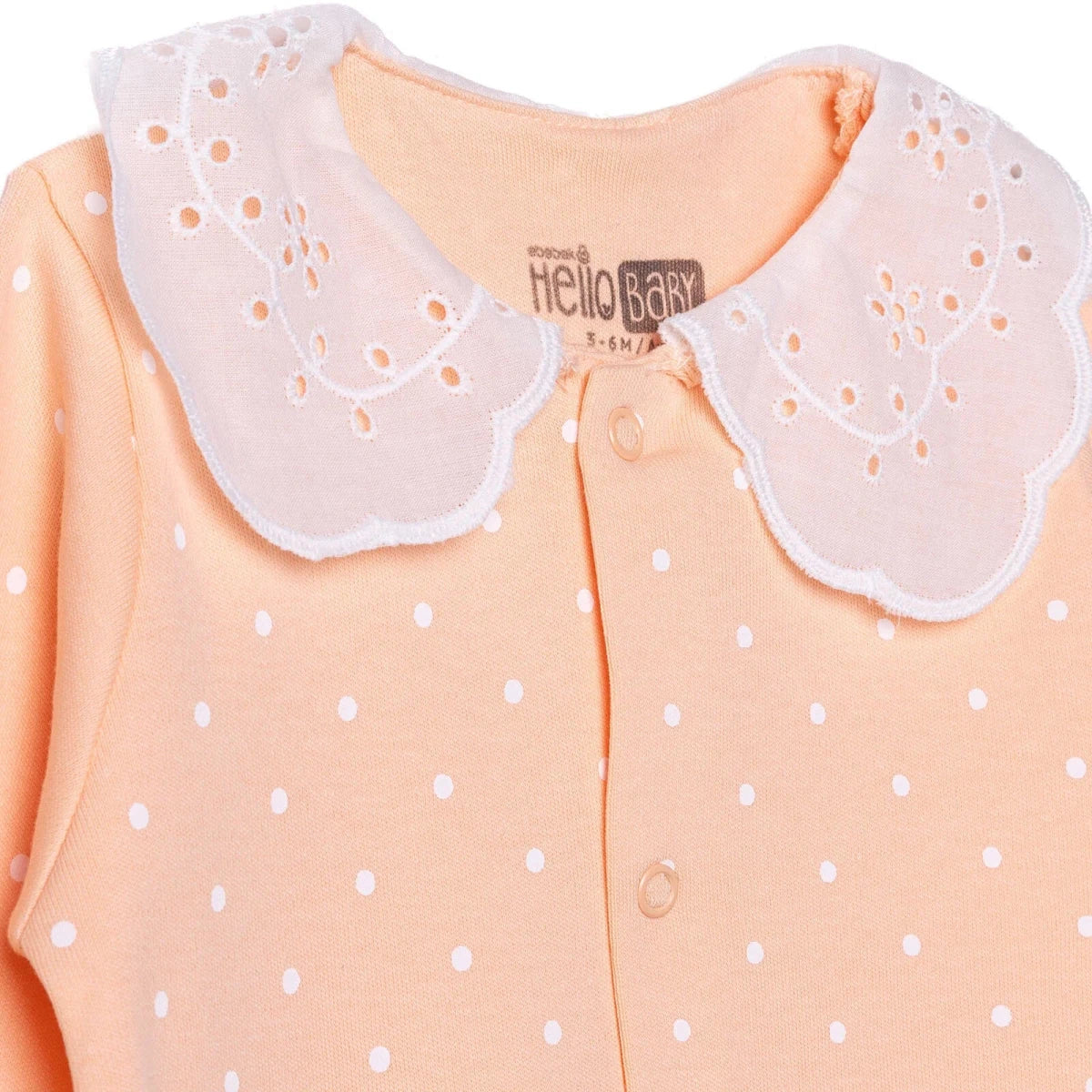 HelloBaby Polka Dot Long Sleeve Baby Sleepsuit with Feet (Newborn to 6-9 Months) Salmon - ebebek
