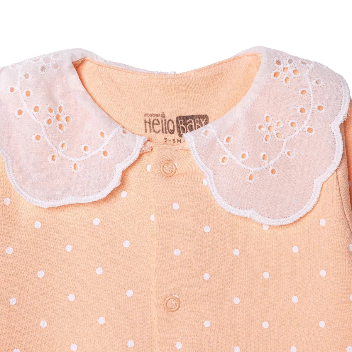 HelloBaby Polka Dot Long Sleeve Baby Sleepsuit with Feet (Newborn to 6-9 Months) Salmon - ebebek