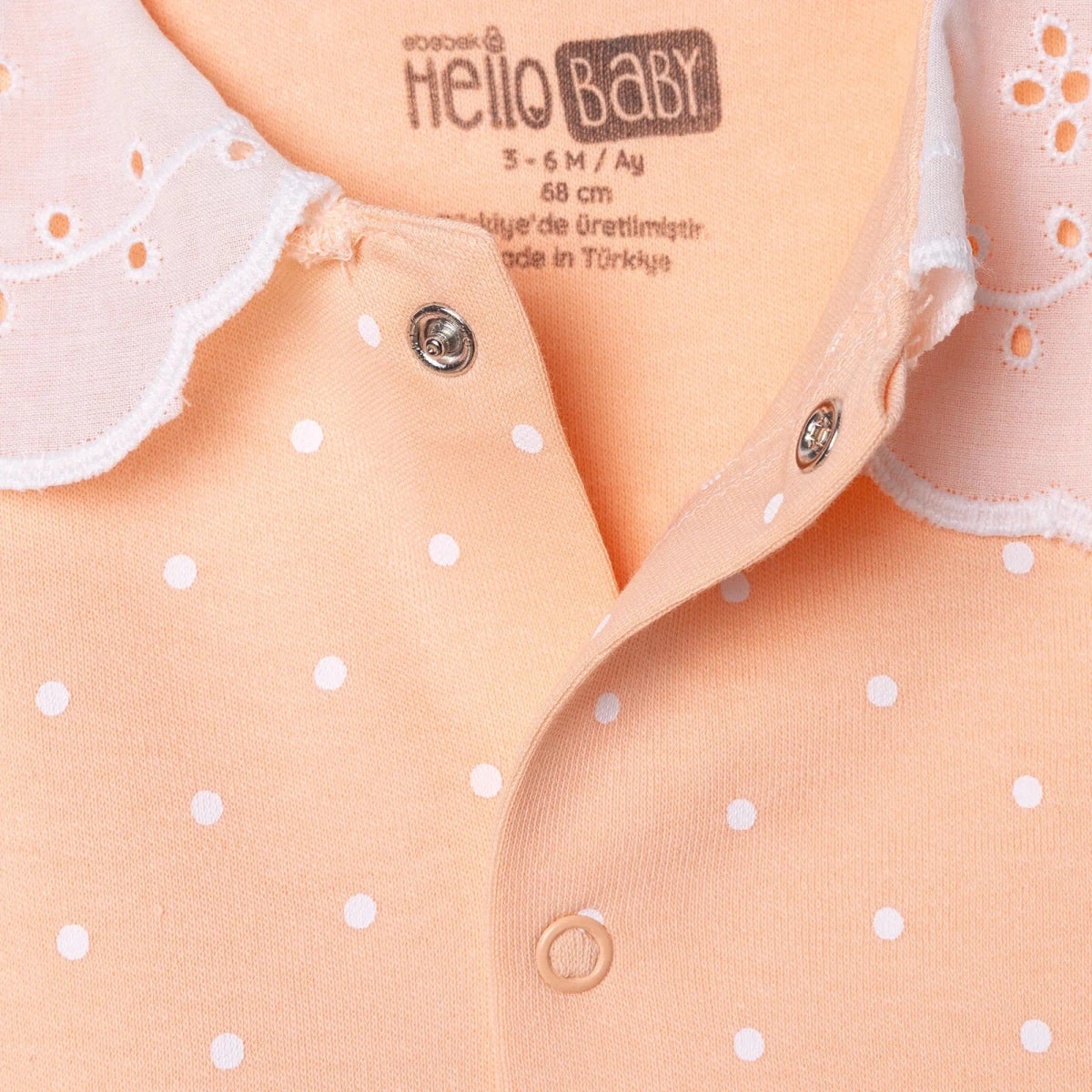 HelloBaby Polka Dot Long Sleeve Baby Sleepsuit with Feet (Newborn to 6-9 Months) Salmon - ebebek