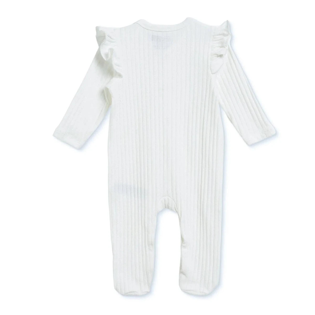 HelloBaby Long Sleeve Ribbed Footed Baby Sleepsuit (Newborn to 6-9 Months) Ecru - ebebek