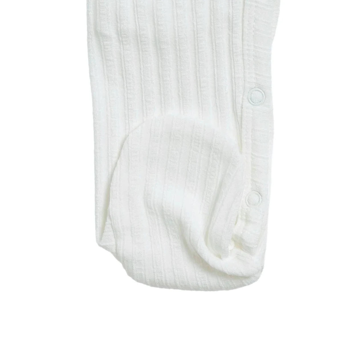 HelloBaby Long Sleeve Ribbed Footed Baby Sleepsuit (Newborn to 6-9 Months) Ecru - ebebek