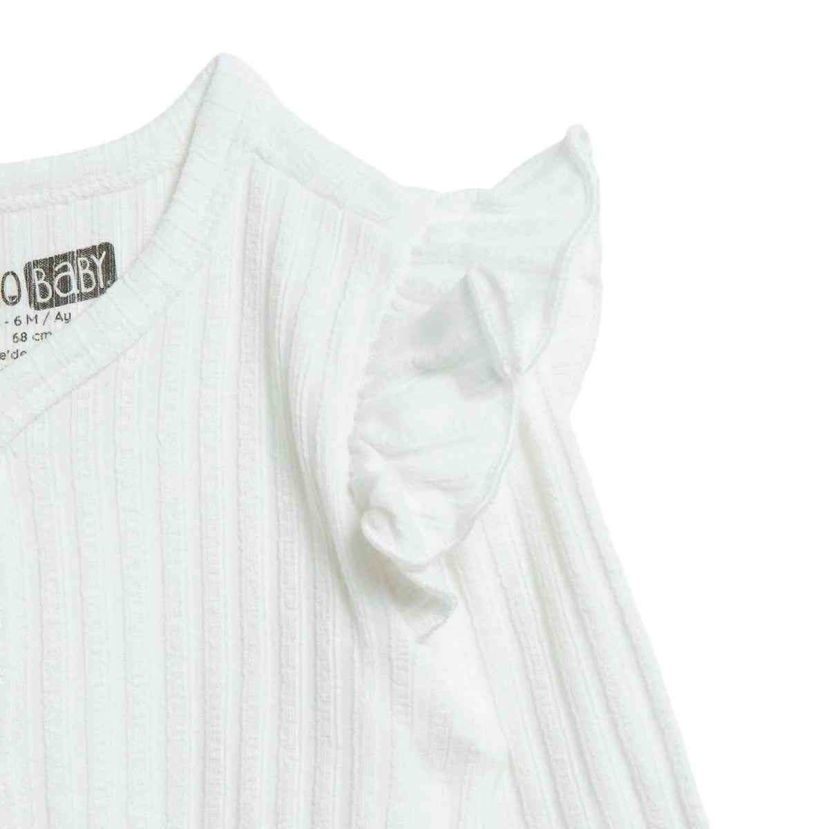 HelloBaby Long Sleeve Ribbed Footed Baby Sleepsuit (Newborn to 6-9 Months) Ecru - ebebek