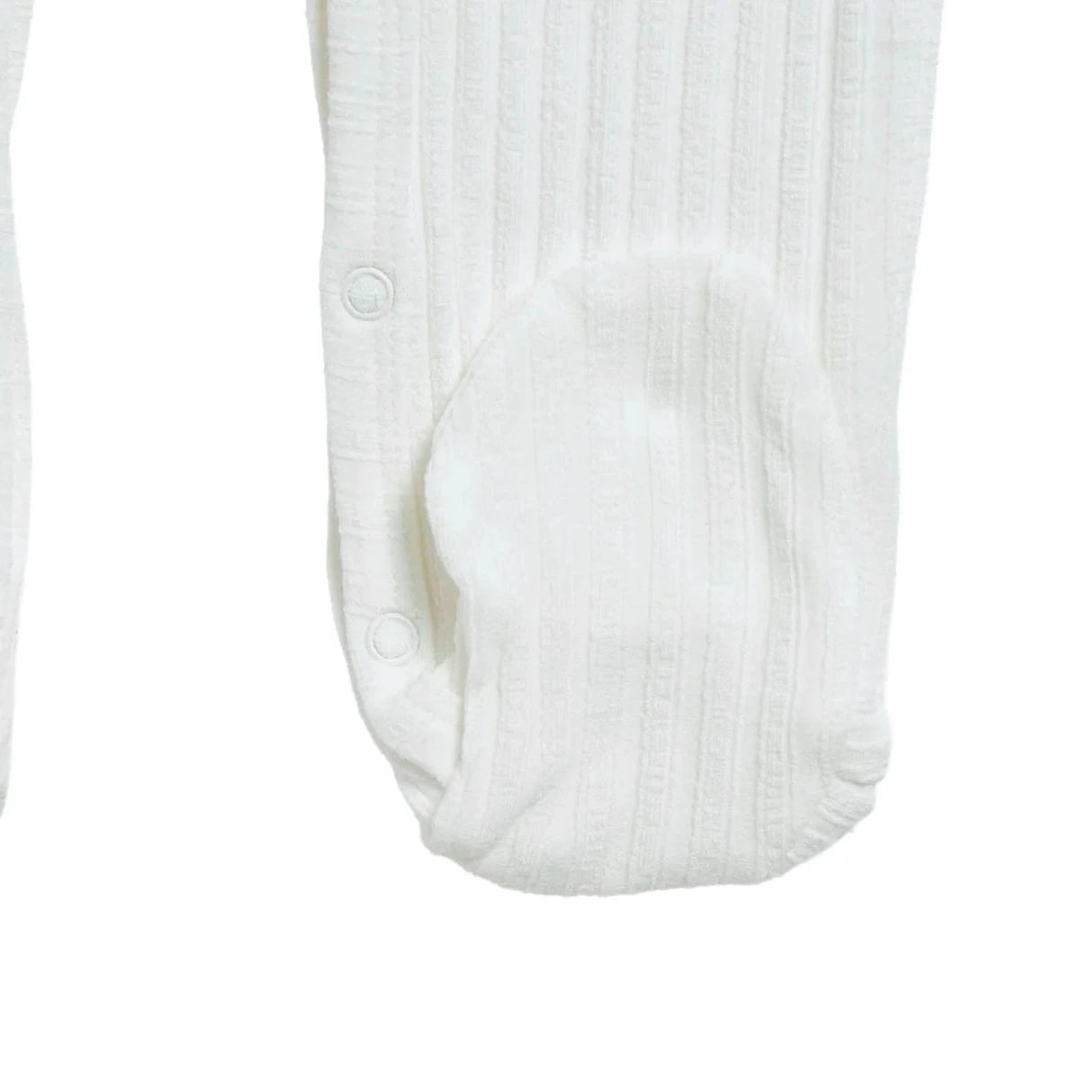 HelloBaby Long Sleeve Ribbed Footed Baby Sleepsuit (Newborn to 6-9 Months) Ecru - ebebek