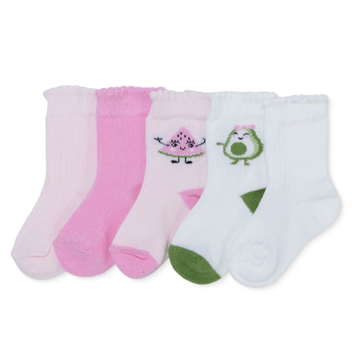 HelloBaby Fruit Print 5 Pack Ankle Baby Socks (Newborn to 4-5 Years) Light Pink - ebebek